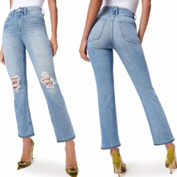 👖 NEW Good American Good Boy Destructed Vintage Curvy Jeans - Picture 1 of 6
